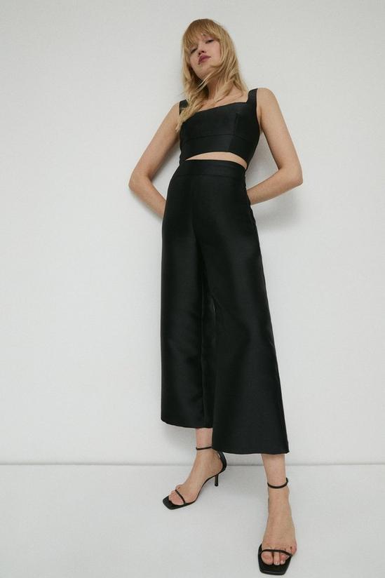 Warehouse Satin Twill Tailored Wide Crop Trouser 1