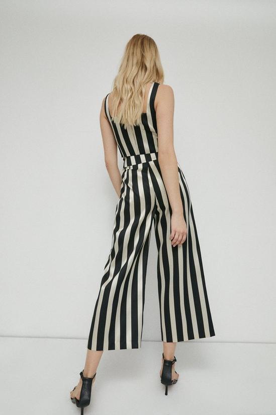 Warehouse Satin Twill Wide Cropped Tailored Stripe Trousers 3