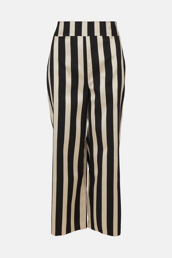 Warehouse Satin Twill Wide Cropped Tailored Stripe Trousers 4