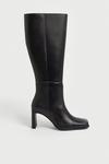 Warehouse Premium Leather Squared Toe Knee High Boots thumbnail 1