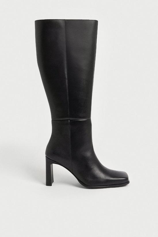 Warehouse Premium Leather Squared Toe Knee High Boots 1