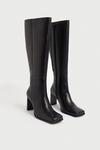 Warehouse Premium Leather Squared Toe Knee High Boots thumbnail 2