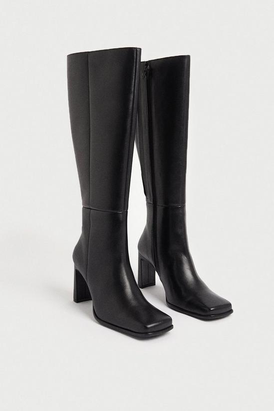 Warehouse Premium Leather Squared Toe Knee High Boots 2
