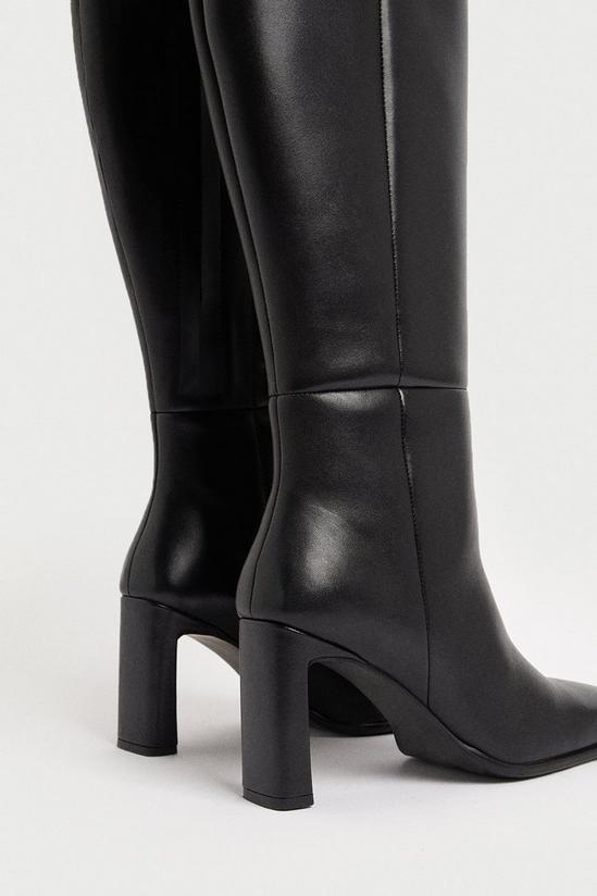 Warehouse Premium Leather Squared Toe Knee High Boots 3