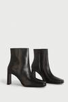 Warehouse Premium Leather Squared Toe Knee Ankle Boots thumbnail 2