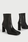 Warehouse Premium Leather Squared Toe Knee Ankle Boots thumbnail 3
