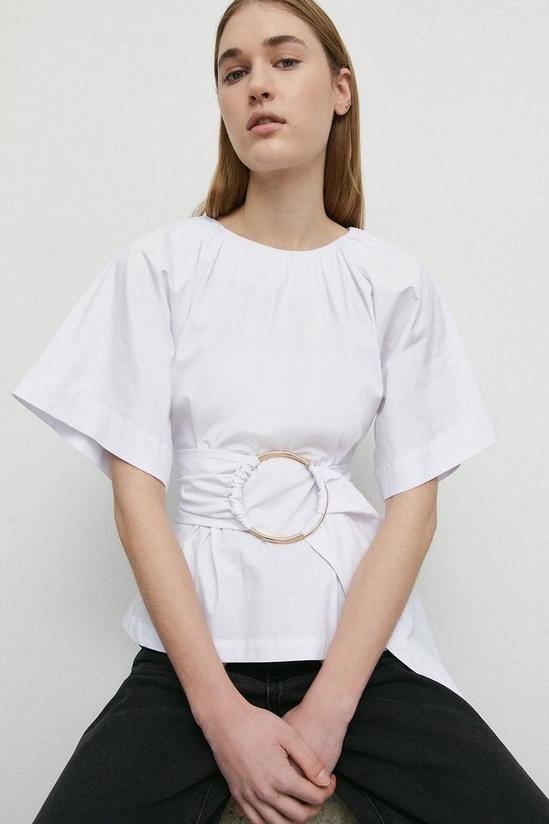Warehouse Cotton Gold Belted Top 1