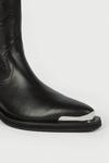 Warehouse Real Leather Knee High Cowboy Toe Cap Boots thumbnail 3