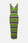 Warehouse Multi Stripe Ribbed Knit Midi Dress thumbnail 4