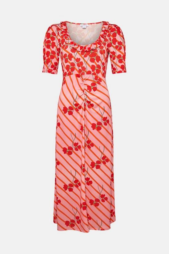 Warehouse WH X Rose England Mixed Floral Stripe Print Midi Dress 4