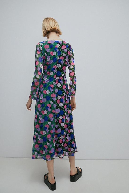 Warehouse WH X Rose England Spliced Floral Midi Mesh Dress 3