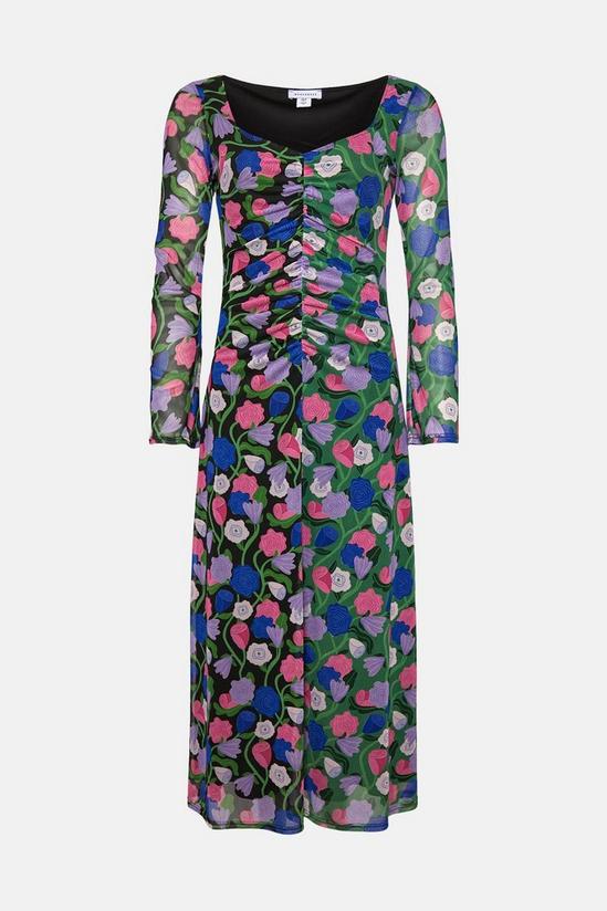 Warehouse WH X Rose England Spliced Floral Midi Mesh Dress 4