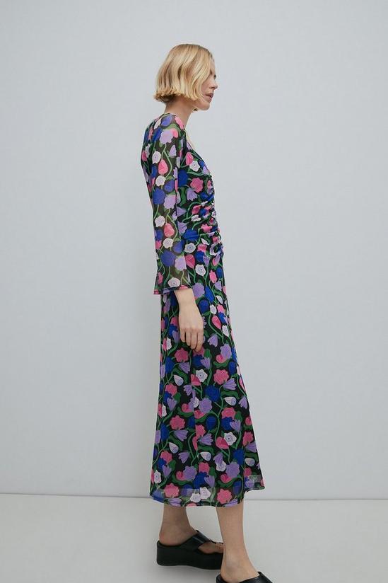 Warehouse WH X Rose England Spliced Floral Midi Mesh Dress 5