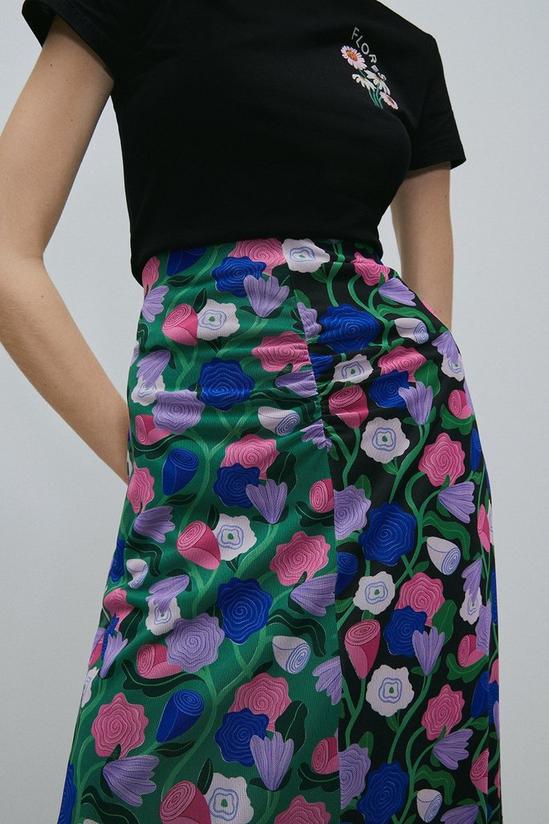 Warehouse WH X Rose England Spliced Floral Midi Mesh Skirt 2