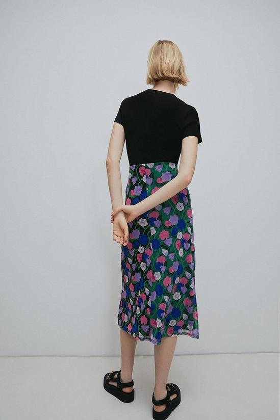 Warehouse WH X Rose England Spliced Floral Midi Mesh Skirt 3