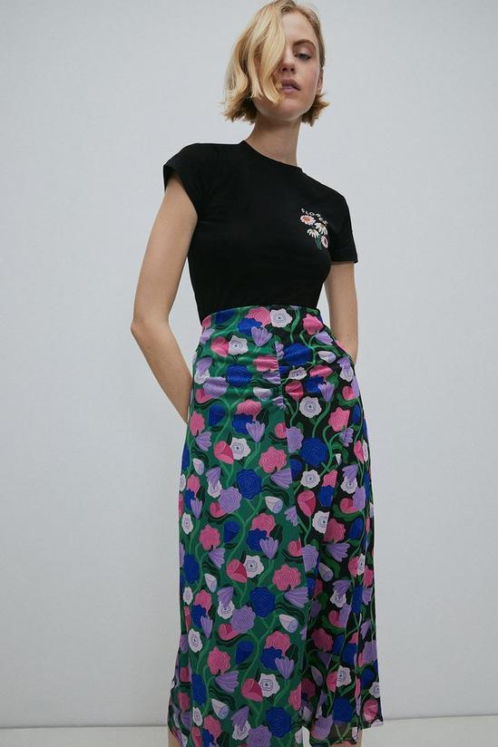 Warehouse WH X Rose England Spliced Floral Midi Mesh Skirt 5