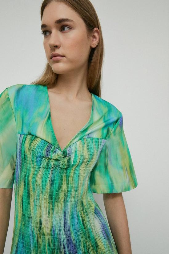 Warehouse Cotton Printed Shirring Midi Dress 5