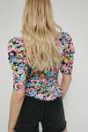 Warehouse Cotton Floral Ruched Puff Sleeve Top thumbnail 3