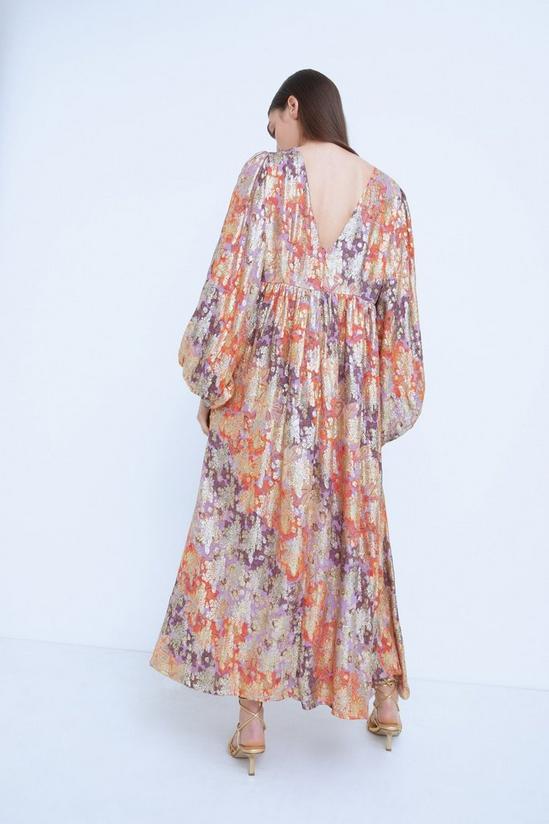 Warehouse Plus Size WH x The British Museum: The Charles Rennie Mackintosh Collection Sparkle Floral Maxi Dress 3