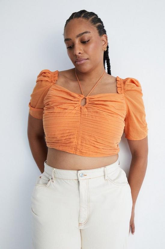 Warehouse Plus Size Voile Strappy Cut Out Ruched Top 1
