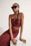 Warehouse Voile Ruched Strappy Crop Top thumbnail 1