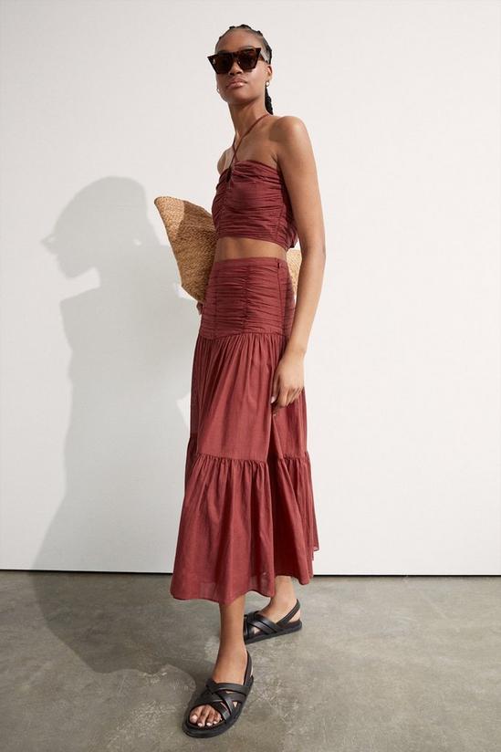 Warehouse Voile Ruched Strappy Crop Top 2