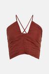 Warehouse Petite Voile Ruched Strappy Crop Top thumbnail 4