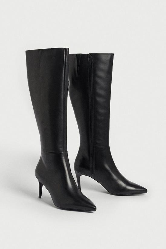 Warehouse Real Leather Premium Low Heel Knee High Boot 2