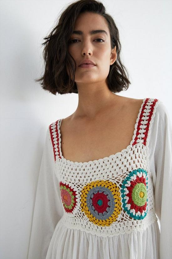 Warehouse Crochet Long Sleeve Mini Dress 2