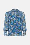 Warehouse Polyester High Neck Blouse In Floral thumbnail 4