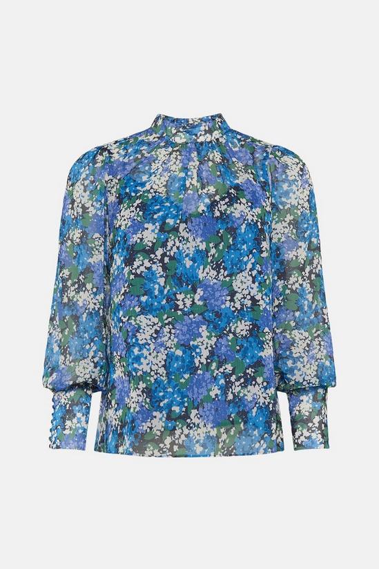 Warehouse Polyester High Neck Blouse In Floral 4