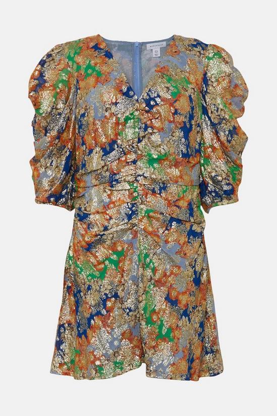 Warehouse WH x The British Museum: The Charles Rennie Mackintosh Collection Sparkle Floral Ruched Mini Dress 4
