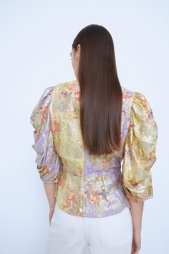 Warehouse Petite WH x The British Museum: The Charles Rennie Mackintosh Collection Sparkle Floral Wrap Top 3