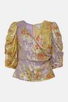 Warehouse Petite WH x The British Museum: The Charles Rennie Mackintosh Collection Sparkle Floral Wrap Top thumbnail 4