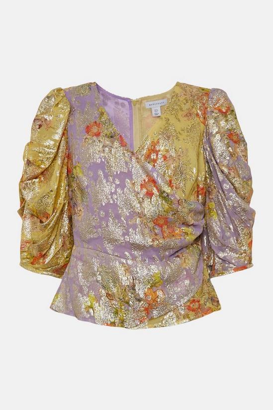 Warehouse Petite WH x The British Museum: The Charles Rennie Mackintosh Collection Sparkle Floral Wrap Top 4