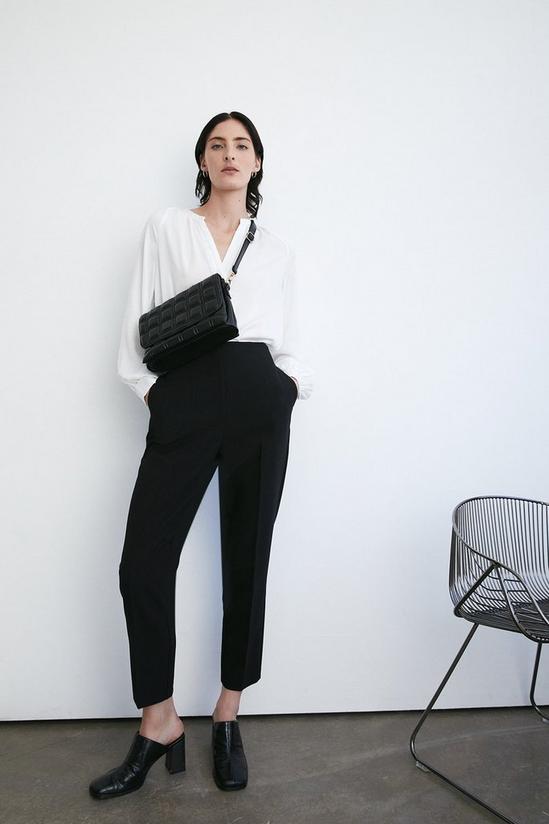 Warehouse Double Crepe High Waisted Dart Detail Trouser 1