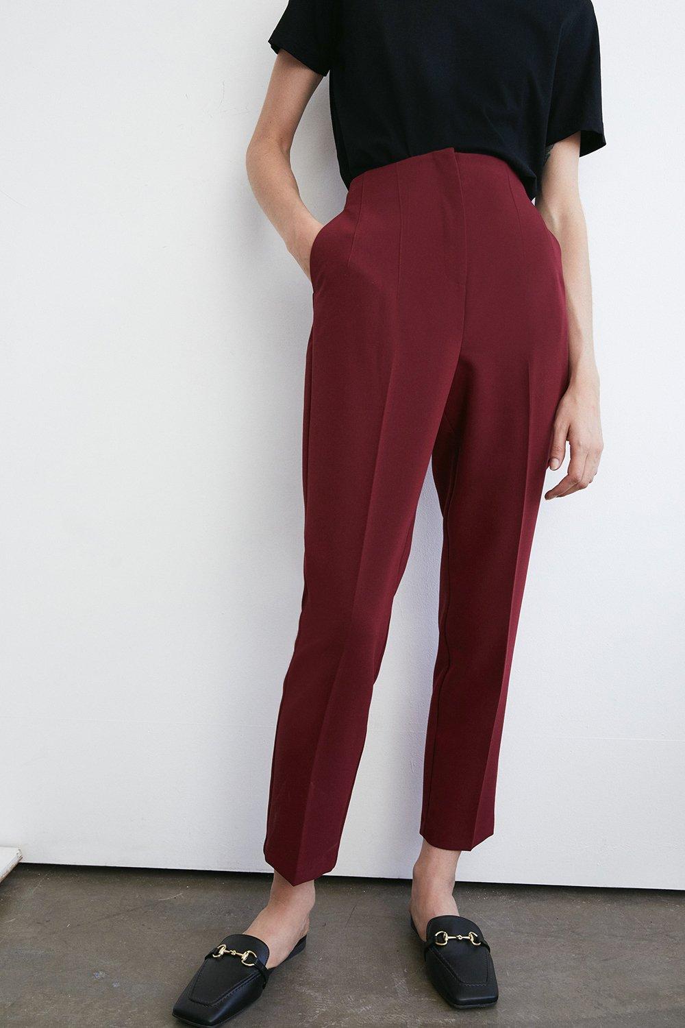 Trousers, Double Crepe High Waisted Dart Detail Trouser