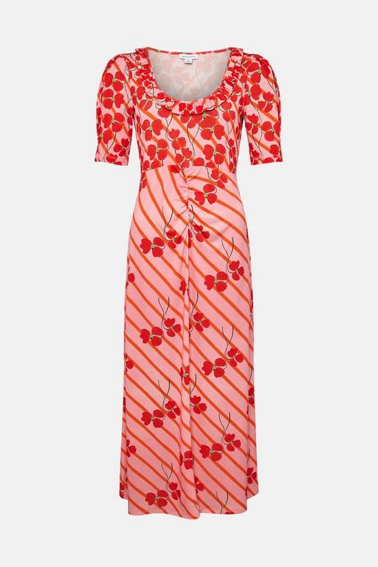 Warehouse WH X Petite Rose England Floral Stripe Print Midi Dress 4