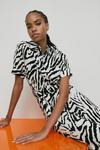 Warehouse Zebra Short Sleeve Belted Midi Shirt Dress thumbnail 1
