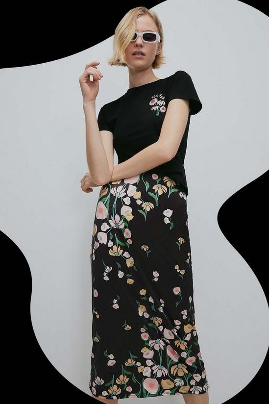 Warehouse WH X Rose England Diagonal Floral Midi Skirt 1