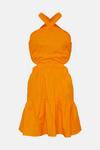 Warehouse Cotton Cross Back Cut Out Mini Dress thumbnail 4