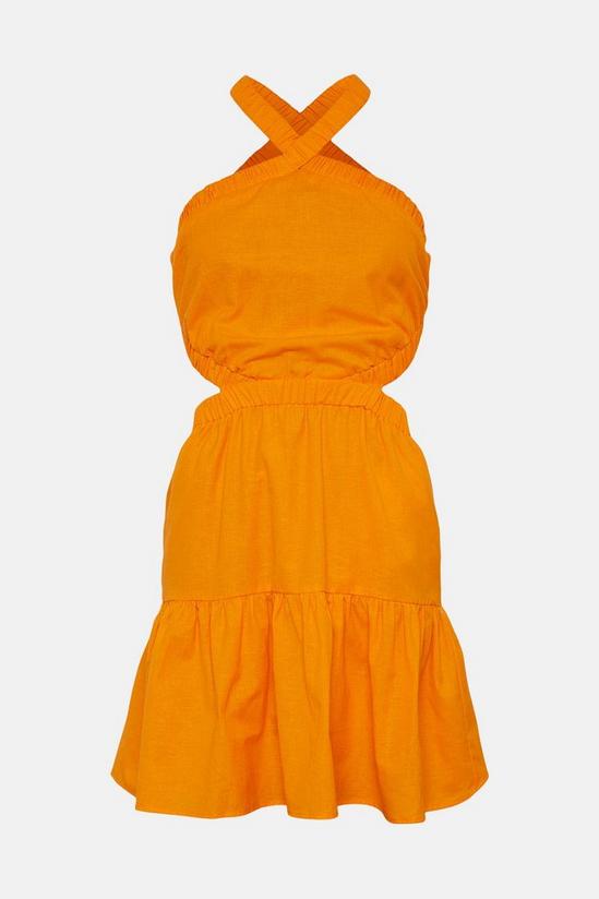 Warehouse Cotton Cross Back Cut Out Mini Dress 4