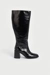 Warehouse Real Leather Crackle Heeled Knee High thumbnail 1