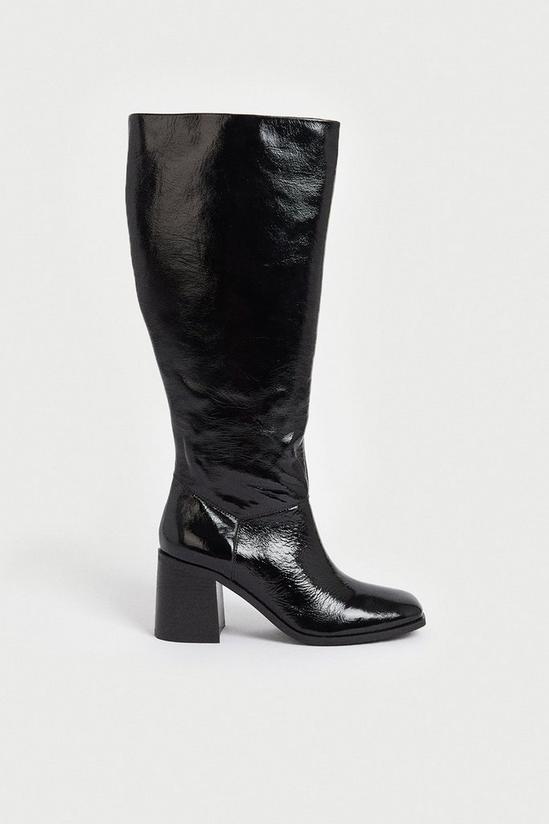Warehouse Real Leather Crackle Heeled Knee High 1