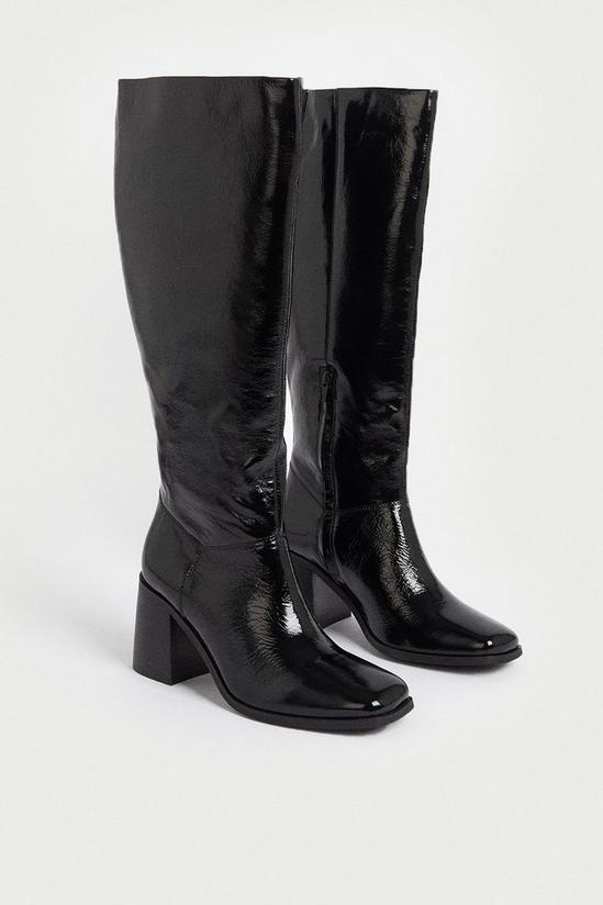 Warehouse Real Leather Crackle Heeled Knee High 2