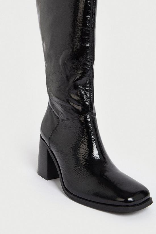 Warehouse Real Leather Crackle Heeled Knee High 3
