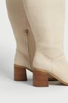 Warehouse Real Leather Knee High Wooden Heel Boot thumbnail 3