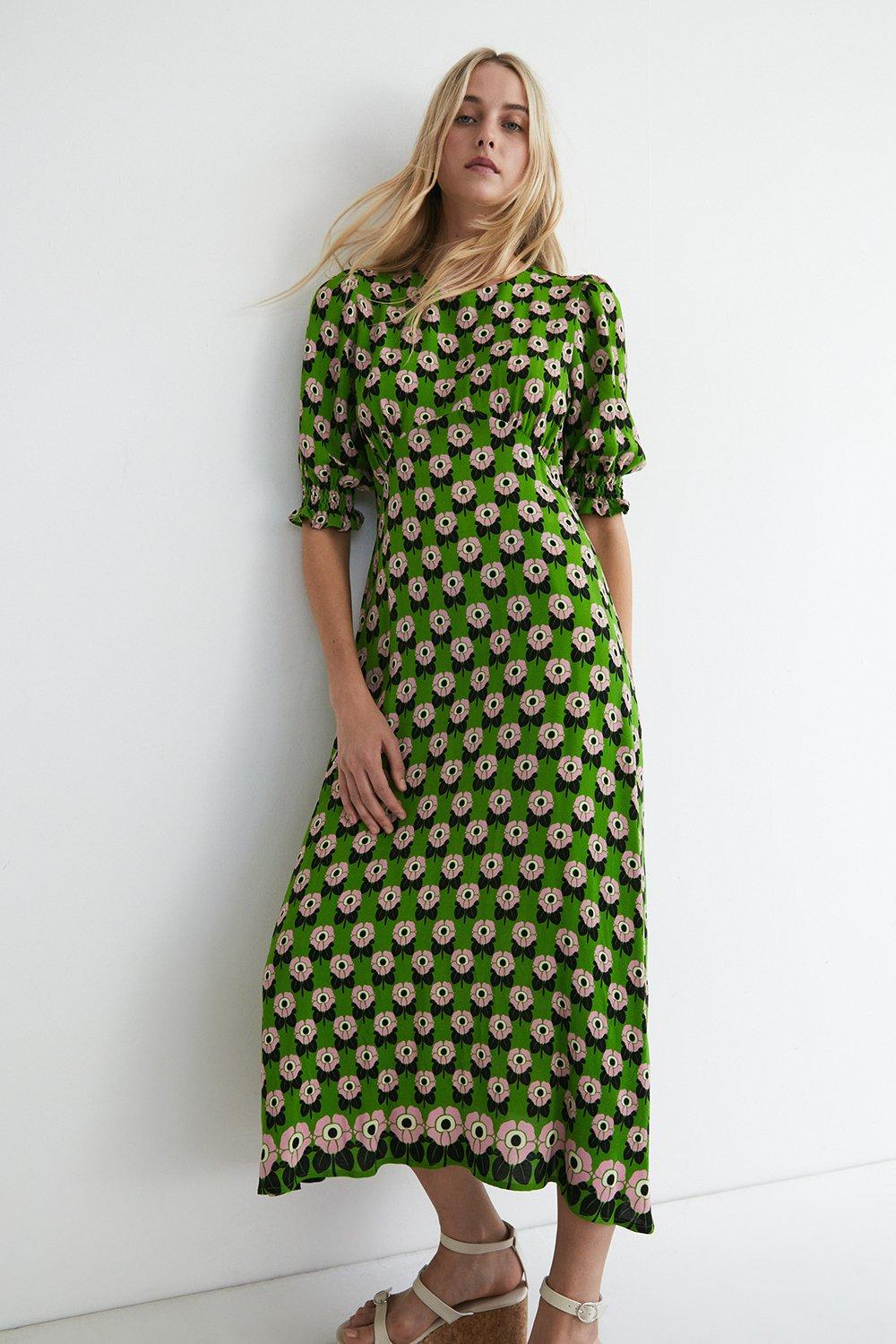 Warehouse green hot sale floral dress