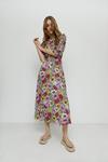 Warehouse Floral Shirred Cuff Midi Dress thumbnail 1