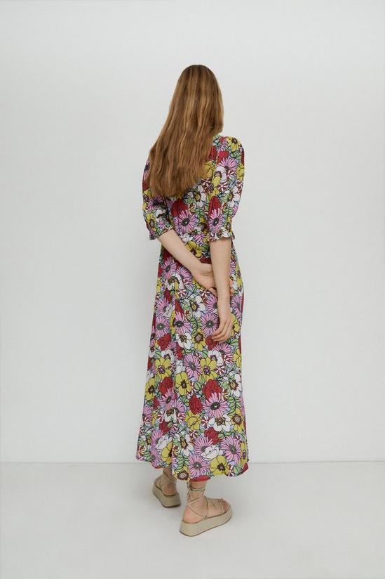 Warehouse Floral Shirred Cuff Midi Dress 3